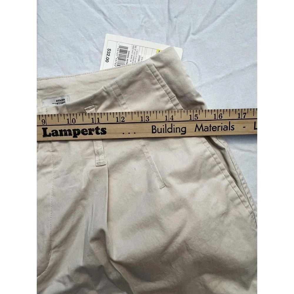 A New Day Pants Womens 6R Cream Wide‎ Leg High Rise Cargo Stretch Zip Fly Casual